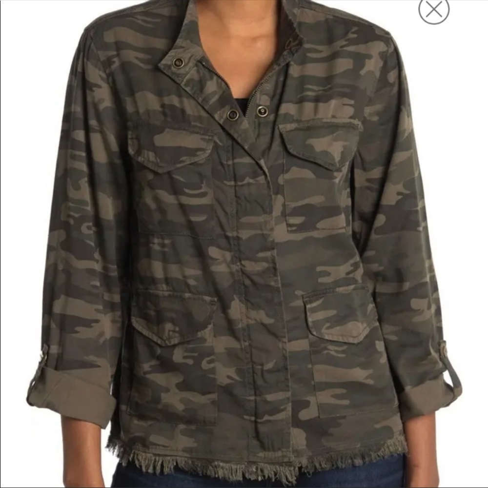 Sanctuary Camo Fray Hem Utility Jacket